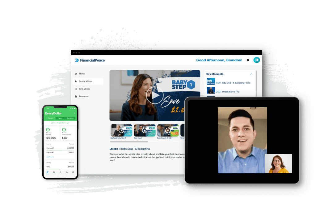 Financial Peace University workbook, coordinator guide, and membership vouchers